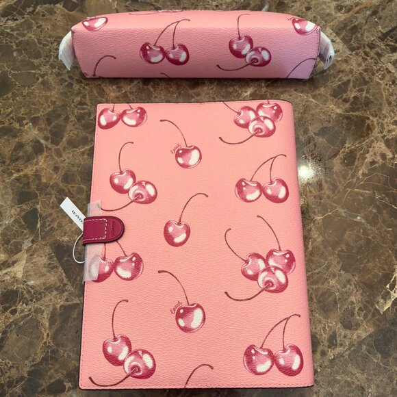 NWT Coach Notebook and Pencil Case Set in Pink Cherry Print - Picture 4 of 7